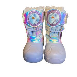 Disney Frozen II Light Up Winter Boots Olaf Elsa Anna Purple Faux Fur Toddler 6